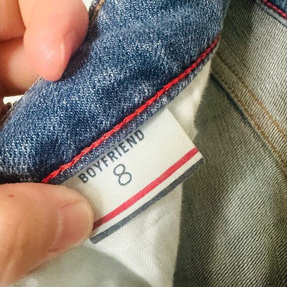TOMMY HILFIGER Women's Medium Wash Patchwork Y2K Boyfriend Denim Jeans Size 8 - Picture 12 of 13